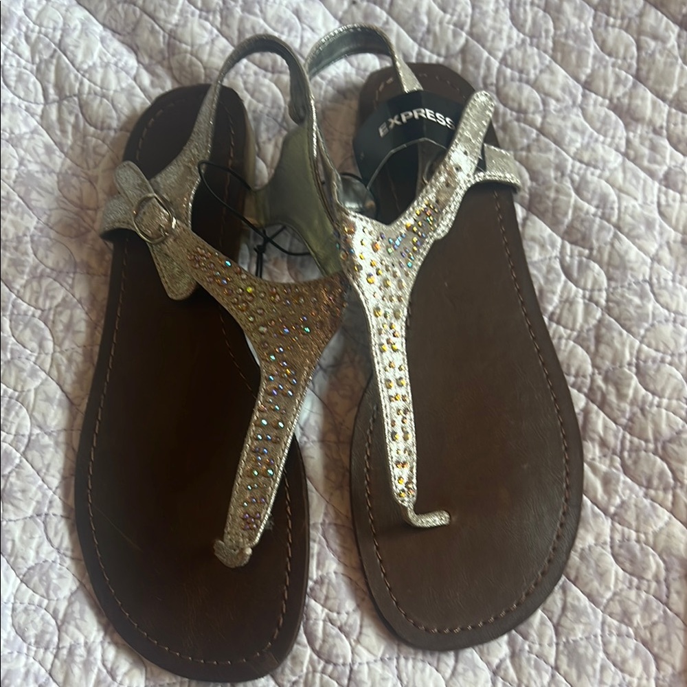 Express Silver and Brown Sandals with Glamorous Straps